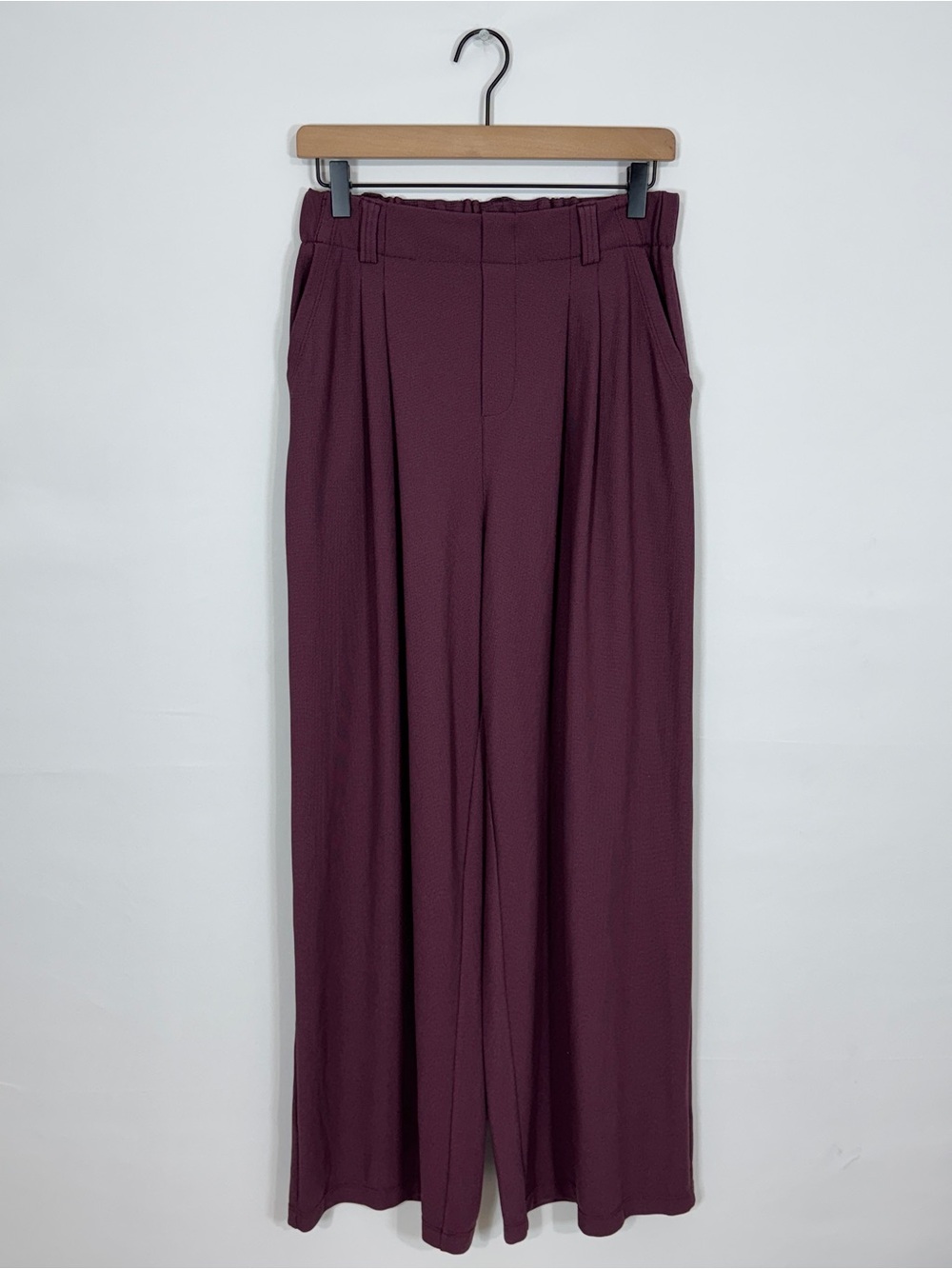 WP169 {Halara} "Waffle Knit Wide Leg" Elastic Waist Loose Relaxed Pants